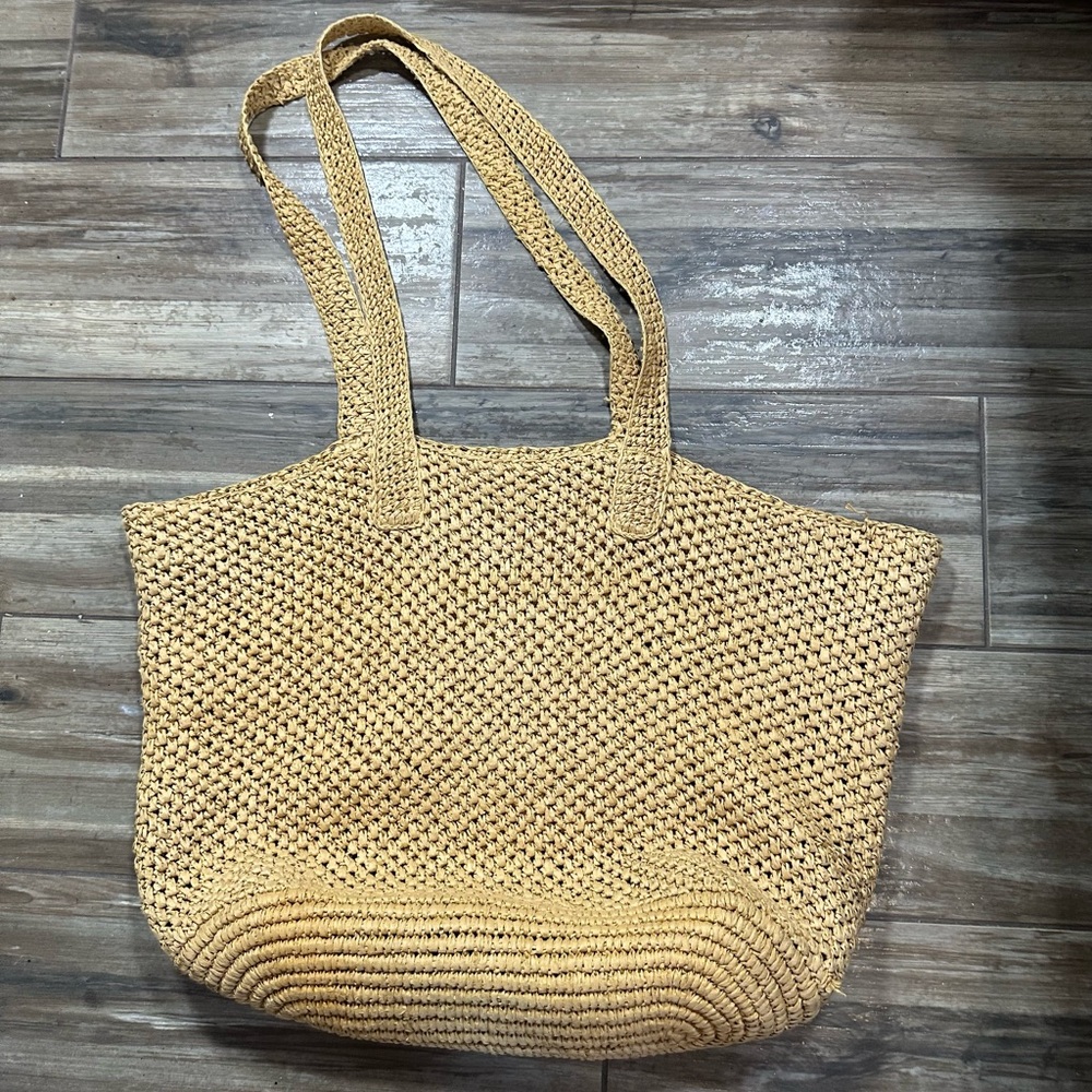 Mango XL Natural Fiber Tan Tote Bag